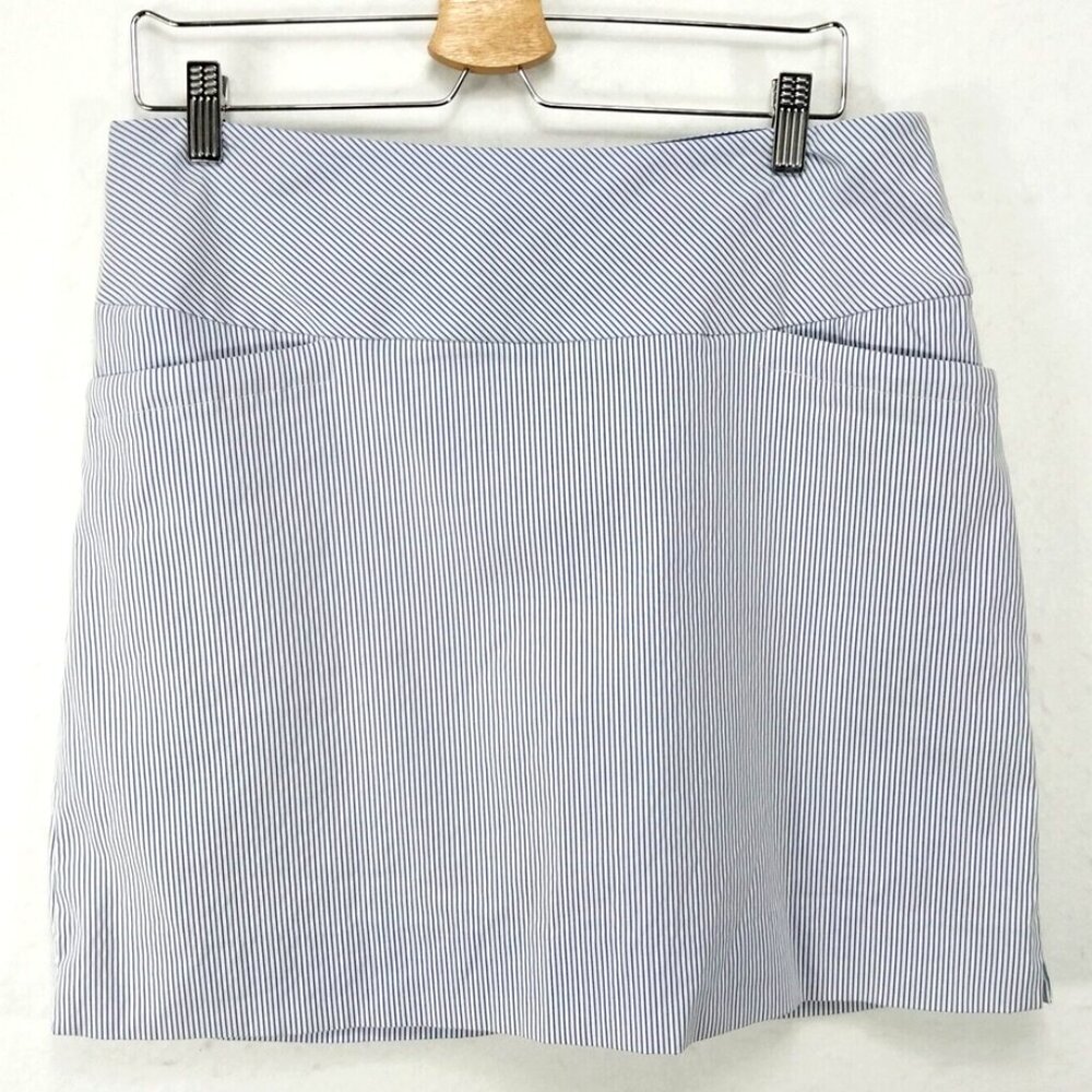 S.C. & CO. Blue White Vertical Stripe Pull On Golf Skort Skirt - Size M